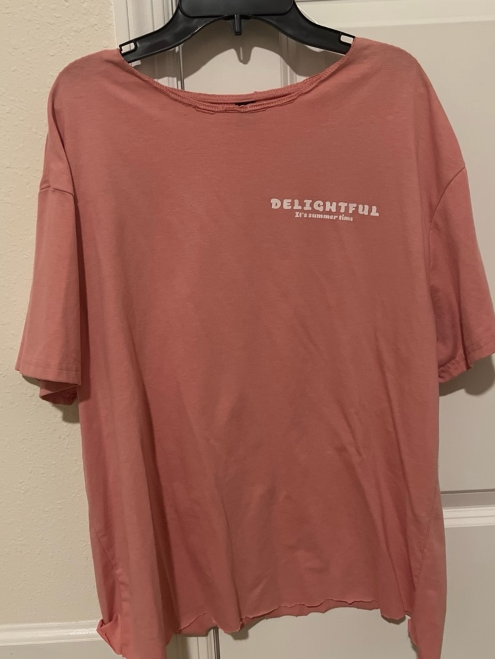 SHEIN Dusty Rose 'Delightful' Short Sleeve Tee